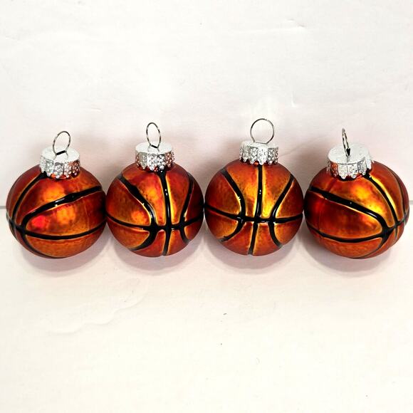 4 Vintage G&D Mercury Glass Miniature Basketball Christmas Ornaments - Picture 5 of 6
